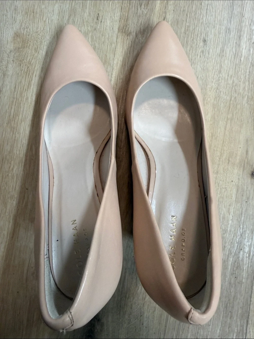Cole Haan Blush Nude Pointed-Toe Leather Pumps size 9B